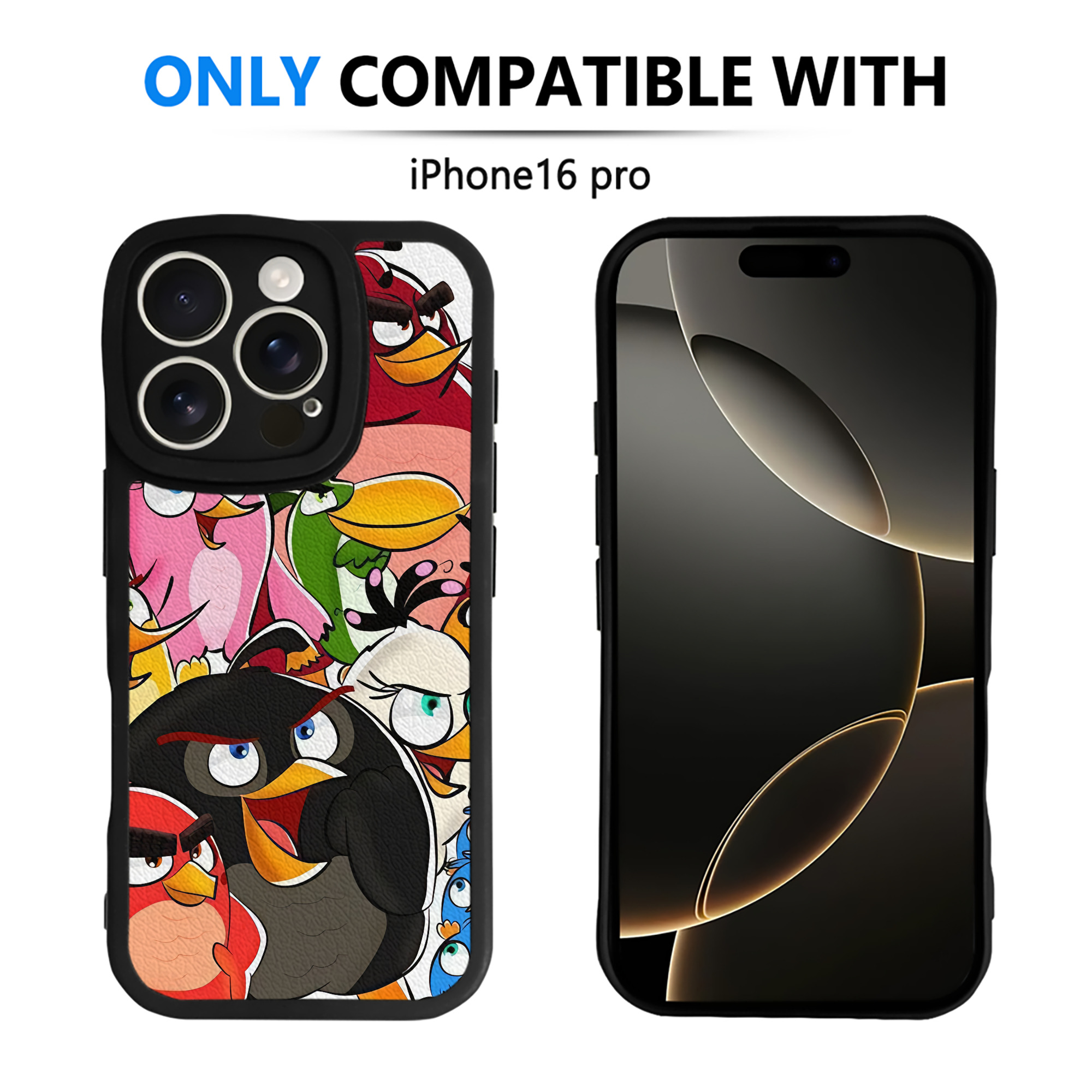 （画像用） Angry Birds アングリーバード 【iPhone 16シリーズ対応】シリコンスマホケース（レザー調） 材質：シリコン